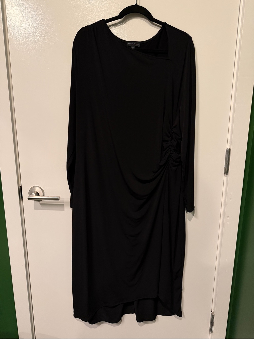 Universal Standard Black Long Sleeve Draped Midi Dress